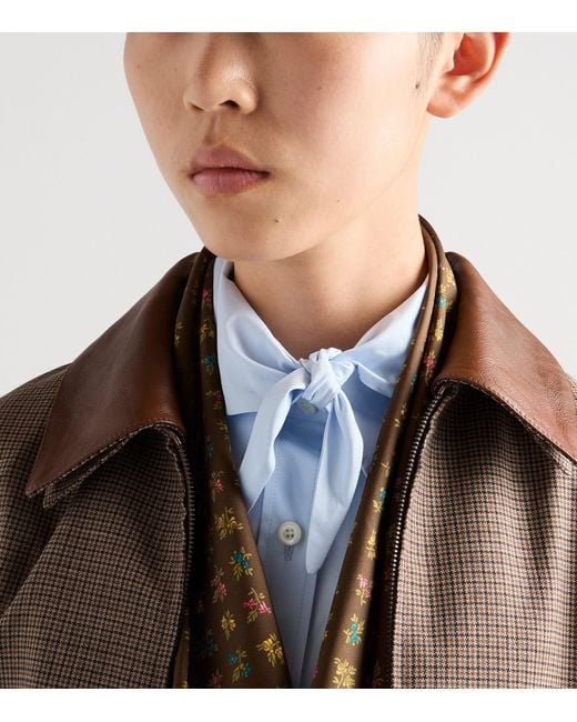 Prada Blue Cotton Pussybow Shirt