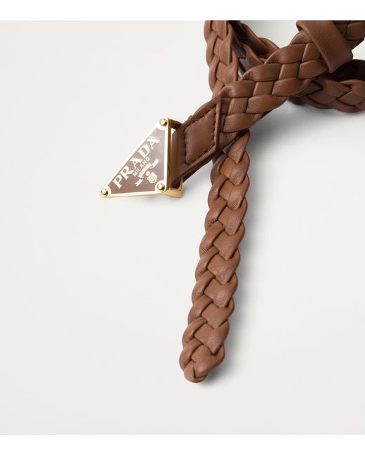 Prada Brown Nappa Leather Braided Belt