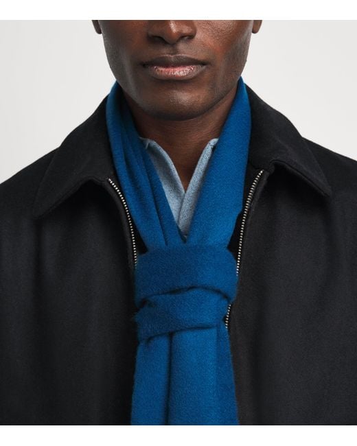 Johnstons Blue Natural Cashmere Scarf for men