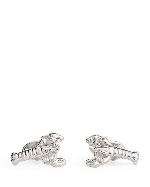 Babette Wasserman White Rhodium-Plated Lobster Cufflinks for men