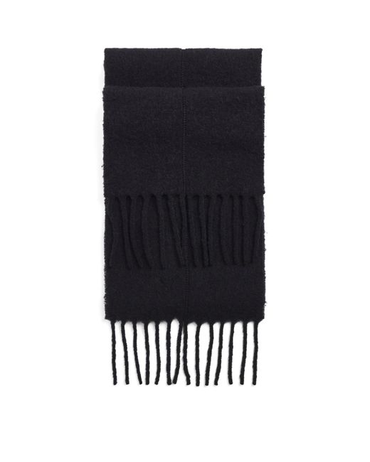 Claudie Pierlot Black Wool-Alpaca-Blend Fringed Scarf