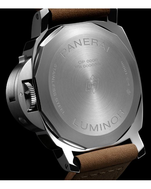 Panerai Black Stainless Steel Luminor Watch 44m for men