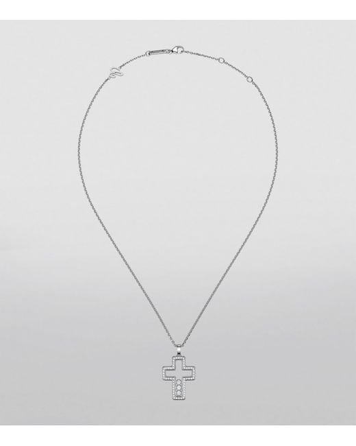 Chopard Metallic And Diamond Happy Diamonds Cross Necklace