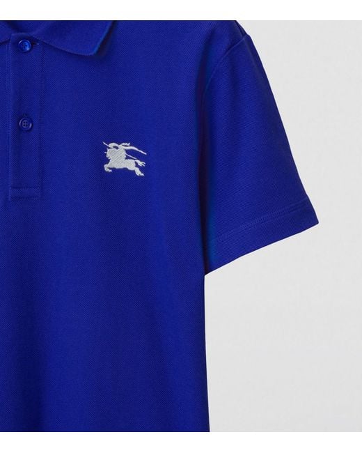 Burberry Blue Cotton Ekd Polo Shirt for men