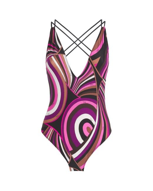 Emilio Pucci Purple Iride Print Swimsuit