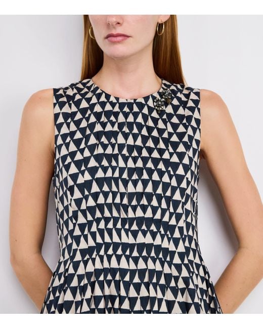 Max Mara White Cotton Voile Printed Midi Dress