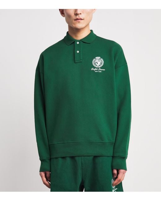 Polo Ralph Lauren Green Cotton-Blend Logo Polo Sweatshirt for men