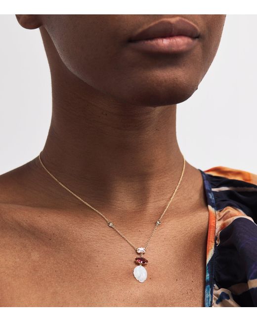 Jacquie Aiche Metallic And Tourmaline Triple Step Necklace