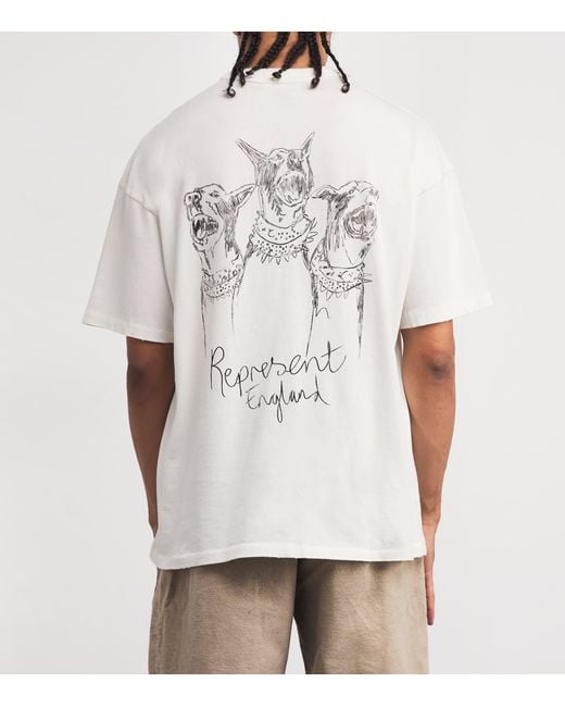 Represent White Cotton Thoroughbred Logo T-Shirt for men