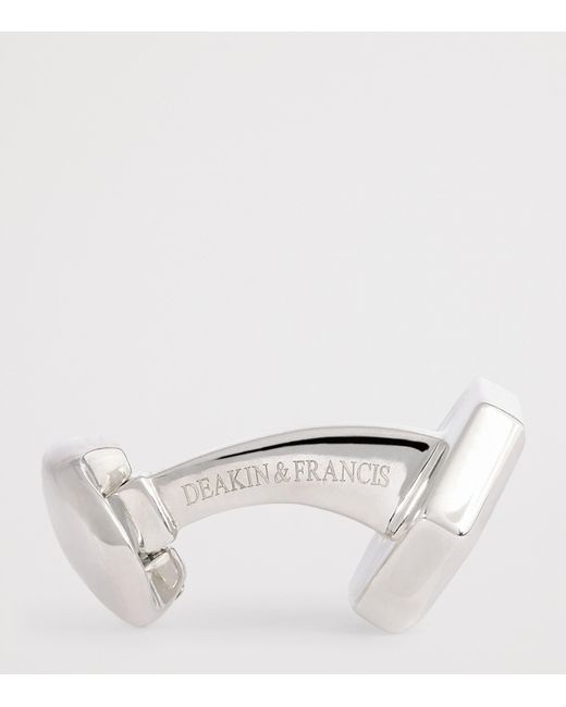 Deakin & Francis White Sterling, Sapphire And Mother-Of-Pearl Cufflinks for men