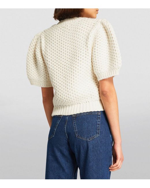 Anine Bing White Puff-sleeve Brittany Sweater
