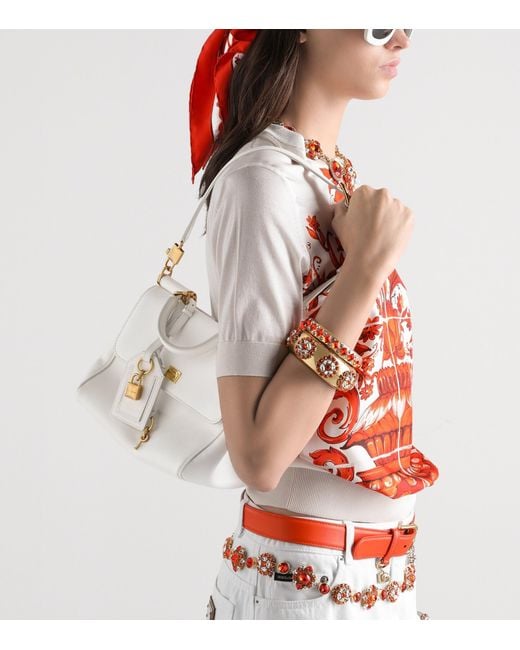 Dolce & Gabbana White Leather My Sicily Top-Handle Bag