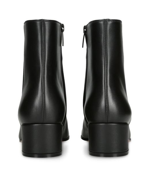 Gianvito Rossi Black Leather Vitello Glove Ankle Boots 45