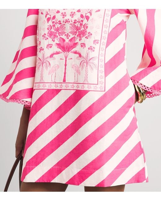 VERANDAH Pink Printed Kaftan Mini Dress