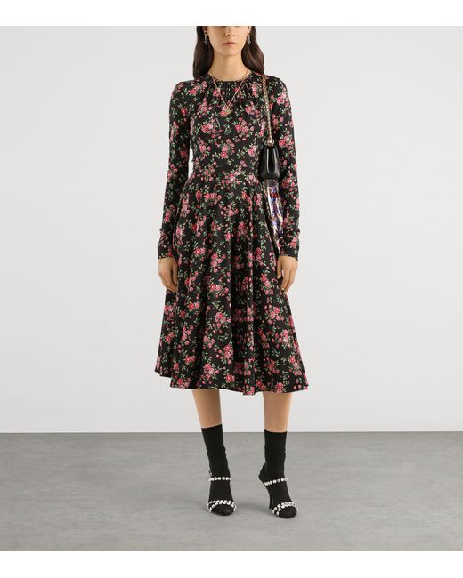 Dolce & Gabbana Black Stretch-Silk Floral Maxi Dress