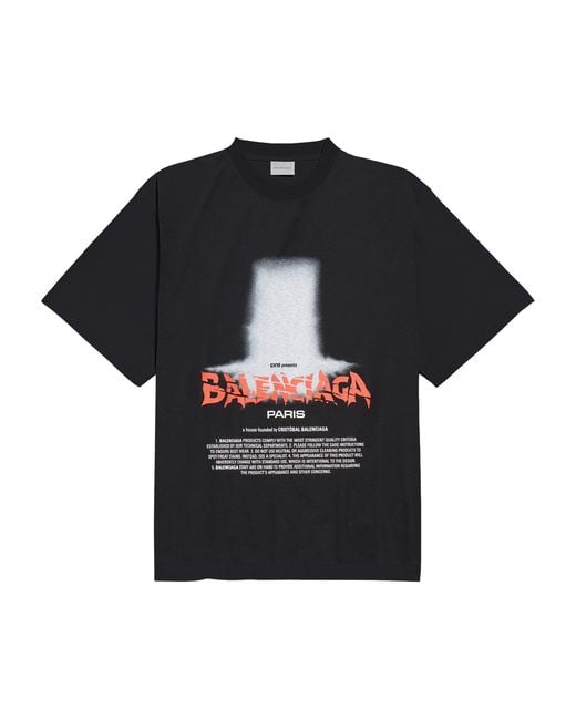 Balenciaga Black Graphic Print T-Shirt for men