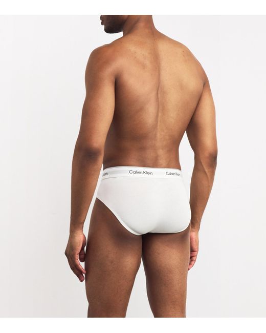 Calvin Klein White Cotton Stretch Icon Hip Briefs for men