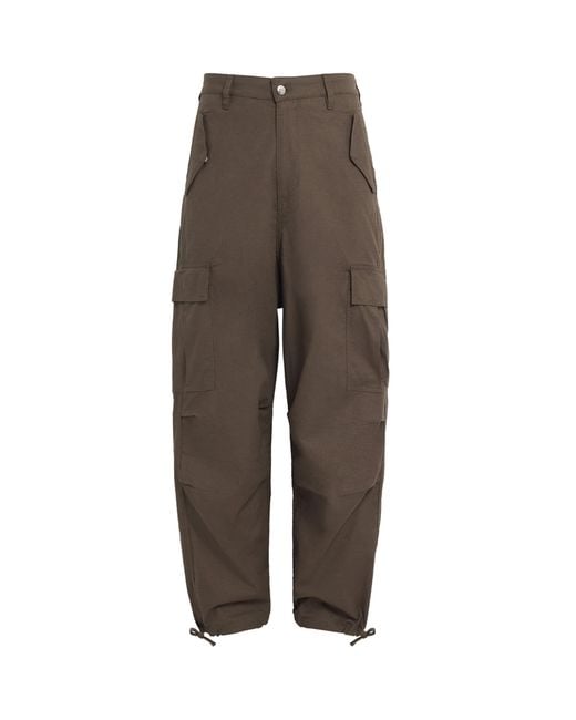 Rhude Brown Cotton-Linen Parachute Cargo Trousers for men