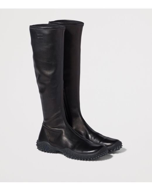 Miu Miu Black Stretch Nappa Leather Knee-High Boots