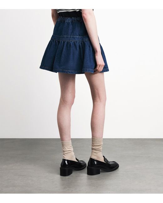 Maje Blue Denim Button-Detail Mini Skirt