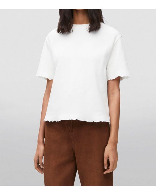 Loewe White Distressed-edge T-shirt