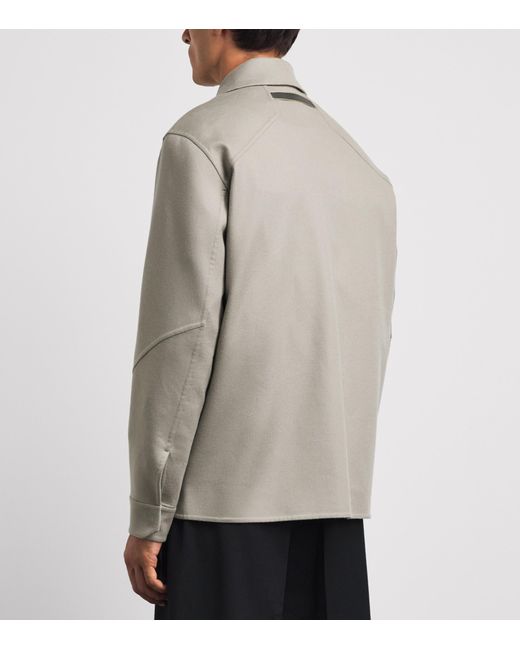 Sease Gray Wool-Blend Fleece Double Overshirt for men