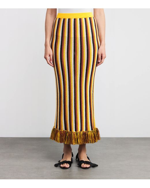 Escvdo Metallic Organic Cotton Crochet Misti Midi Skirt