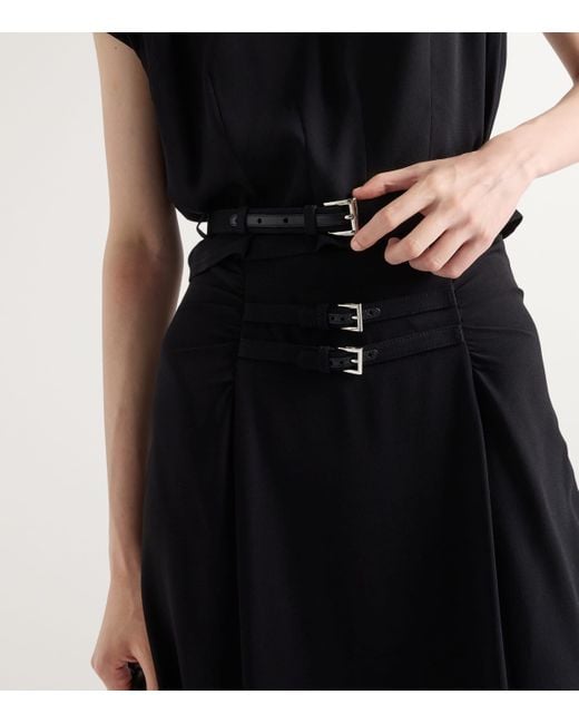 Prada Black Buckle-Detail Midi Skirt