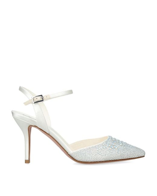 Gina White Satin Embellished Karla Pumps 85