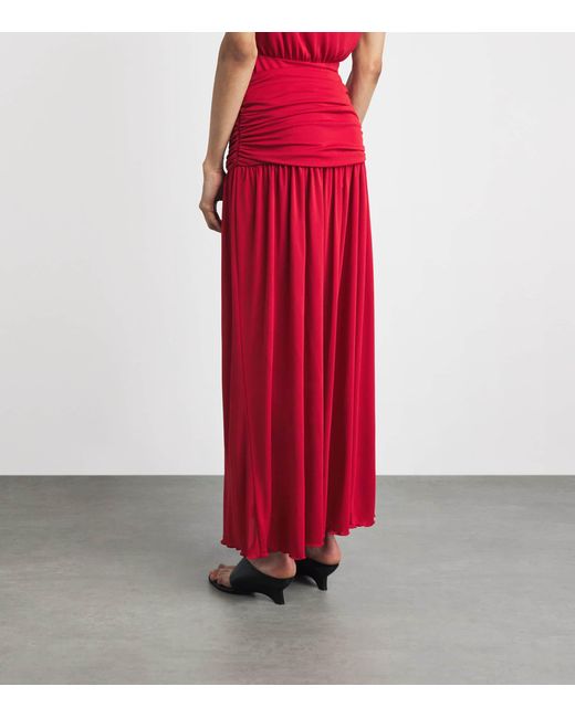 RETORI Red Draped Maxi Skirt