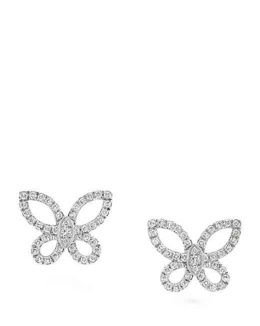 Graff Mini White Gold And Diamond Butterfly Earrings