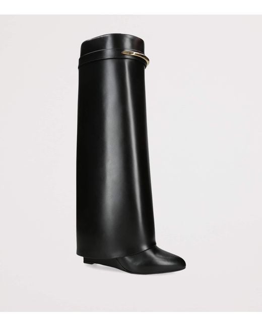 Givenchy Black Leather Shark Knee-High Boots 95