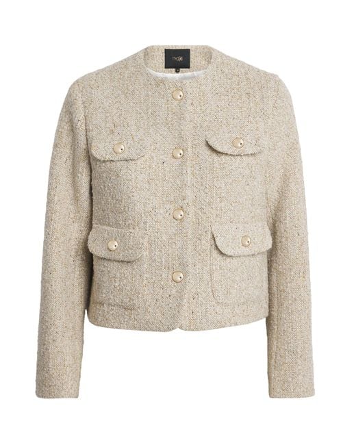 Maje White Bouclé Tweed Jacket