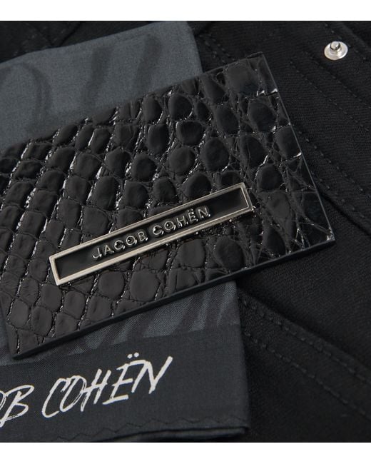 Jacob Cohen Black Limited Edition Crocodile Skin-Patch Bard Slim Jeans for men