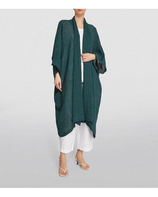 Eskandar Green Linen-blend Shawl Cardigan