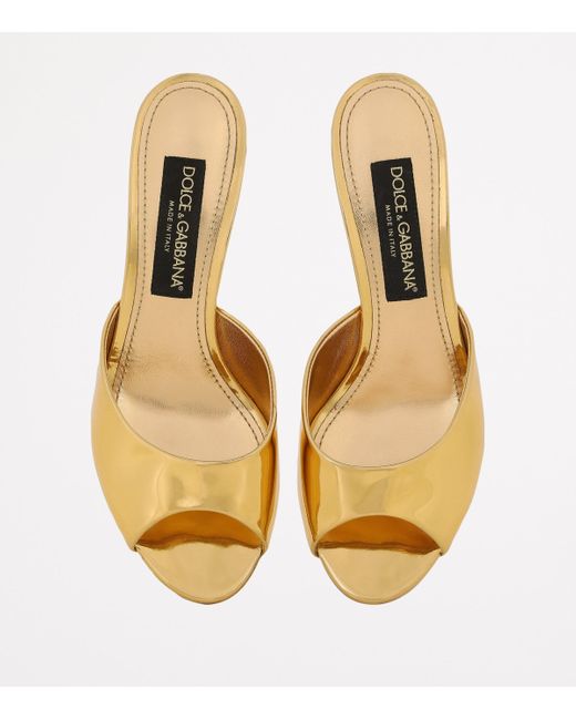 Dolce & Gabbana Metallic Patent Leather Mules 60
