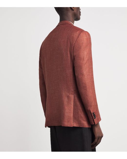 Corneliani Red Virgin Wool-Silk-Linen Blazer for men