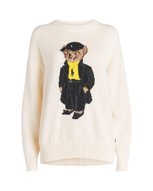 Polo Ralph Lauren White Cotton Polo Bear Sweater