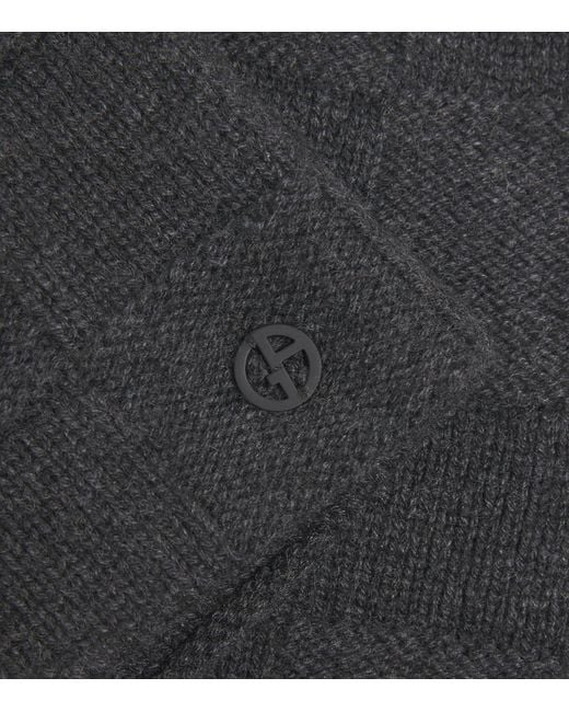 Giorgio Armani Black Cashmere Patchwork Beanie for men