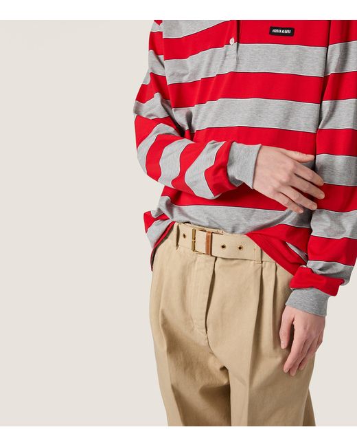 Miu Miu Red Cotton Stripe Rugby Shirt