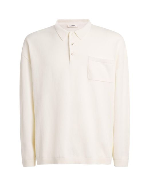 Commas White Cotton-Cashmere Polo Sweater for men