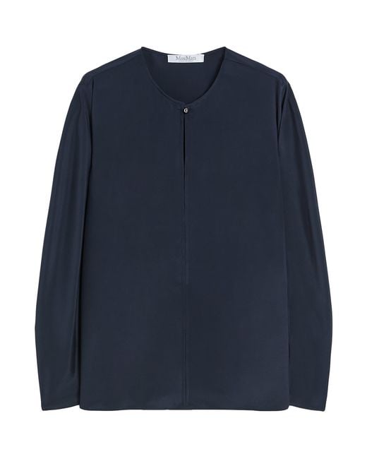 Max Mara Blue Stretch-Silk Blouse