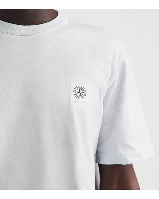 Stone Island White Organic Cotton Laminated T-Shirt for men