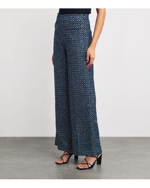 Sandro Blue Sequinned Tailored Trousers