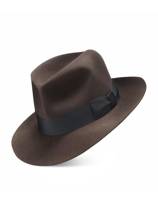 Swaine Black Rabbit Felt Seaplane Poet Fedora for men