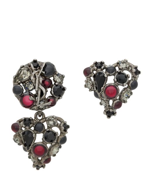 Saint Laurent Black Embellished Cassandre Earrings for men