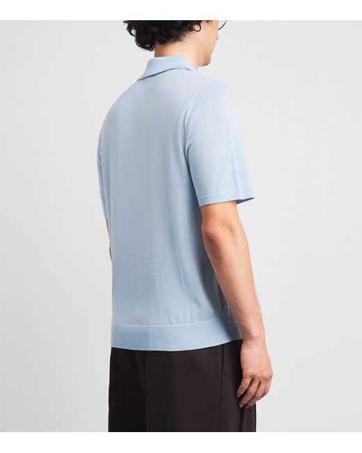 Paul Smith Blue Merino Wool Polo Shirt for men