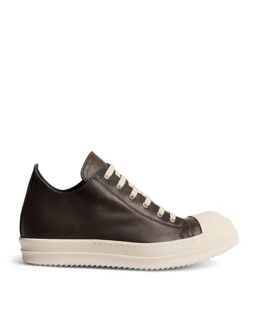 Rick Owens Brown Leather Classic Low-Top Sneakers for men