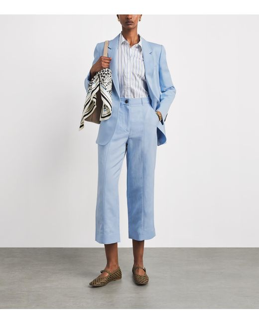 ME+EM Blue Straight Cropped Trousers