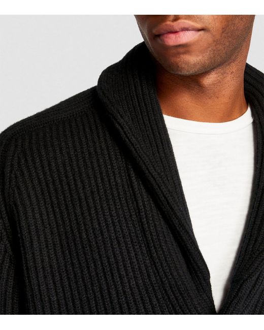Begg x Co Black Cashmere Shawl-collar Cardigan for men